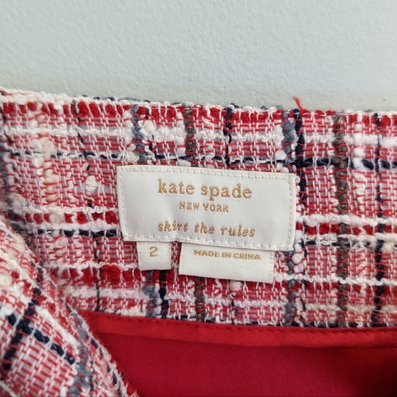 Kate Spade | Pink & Red Tweed Mini Skirt - Picture 4 of 7